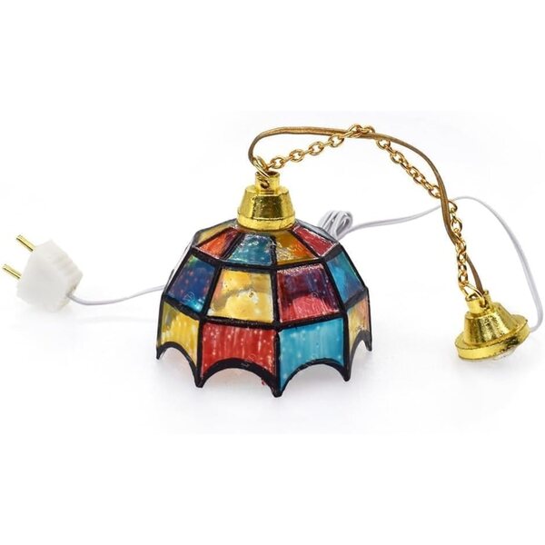 1:12 Miniaturlampe mit farbigem Glaslampenschirm für Puppenhäuser