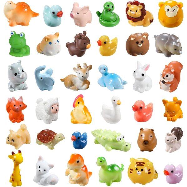 Set mit 40 Mini-Tieren aus Kunstharz für Miniaturgärten und kreative Dekorationen