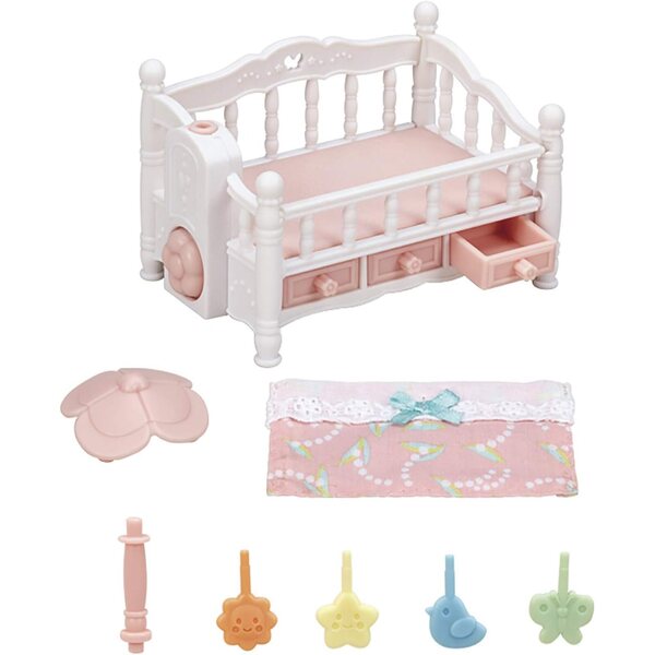 Calico Critters bērnu gultiņa ar mūzikas kastīti lellēm — mēbeļu komplekts bērnu istabai