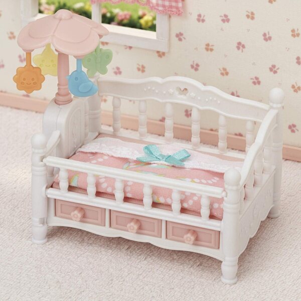 Calico Critters bērnu gultiņa ar mūzikas kastīti lellēm — mēbeļu komplekts bērnu istabai