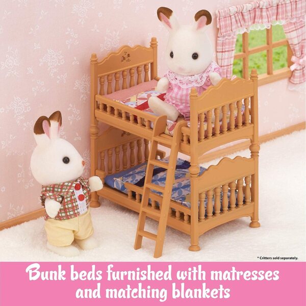 Calico Critters bērnu guļamistabas komplekts ar divstāvu gultu un piederumiem