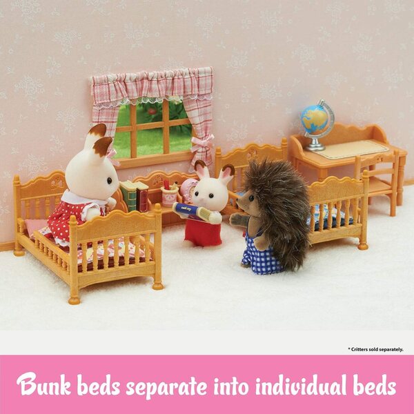 Calico Critters bērnu guļamistabas komplekts ar divstāvu gultu un piederumiem