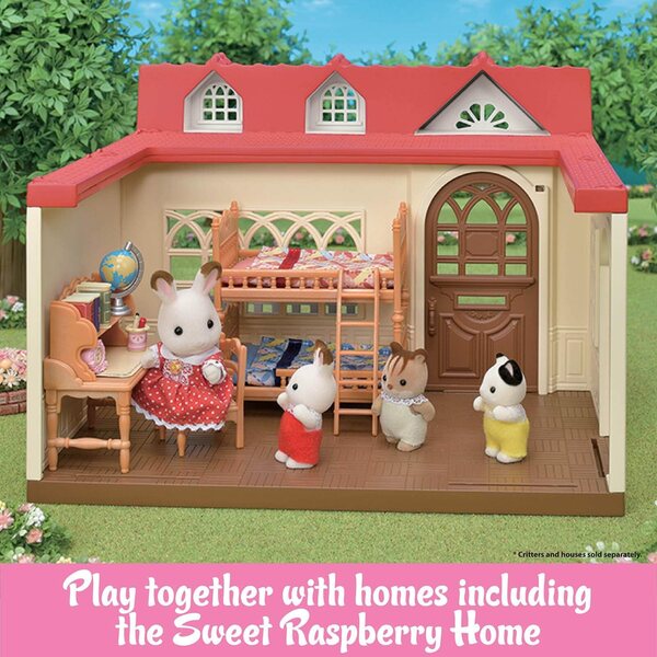 Calico Critters bērnu guļamistabas komplekts ar divstāvu gultu un piederumiem
