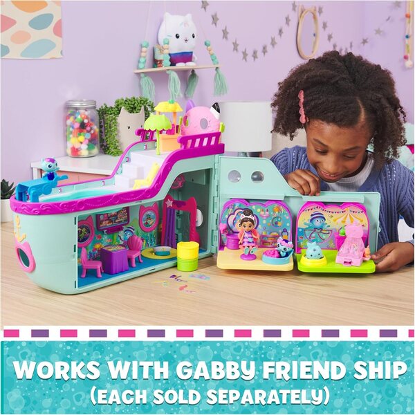Gabby's poppenhuis Kitty Narwhal Carnival Room met spelletjes en meubels voor 3+ poppen
