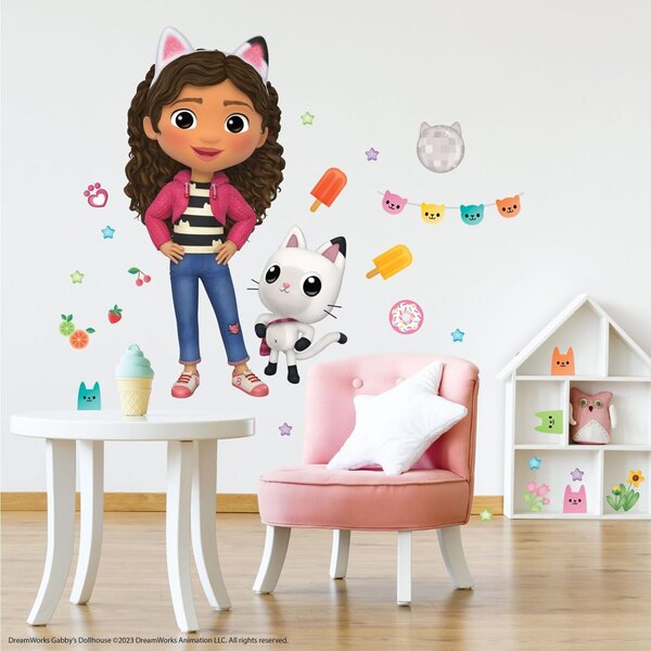Gabby's poppenhuis gigantische muurstickers met personages en decoraties 28 stuks