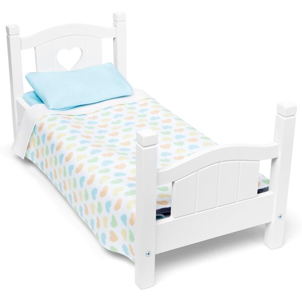 Melissa & Doug Mine to Love wooden bed for dolls up to 18 inches, white