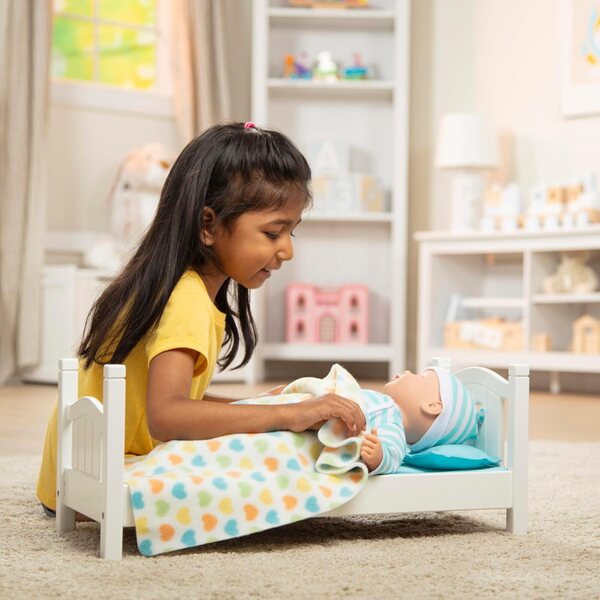 Melissa & Doug Mine to Love houten bed voor poppen tot 45 cm, wit