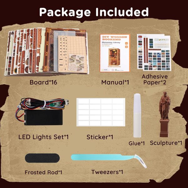 SainSmart Jr. Book Nook Kit – Holzminiatur mit LED für Bücherregal und Dekoration
