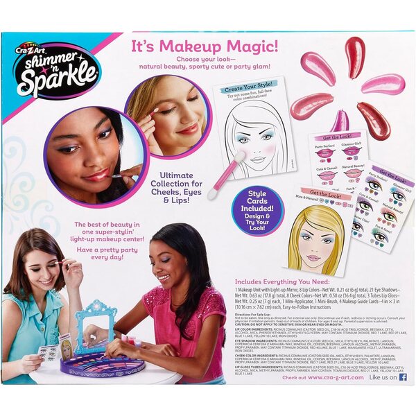 Cra-Z-Art Shimmer'n Sparkle Komplettes Make-up-Set mit 40 Farben und leuchtendem Spiegel