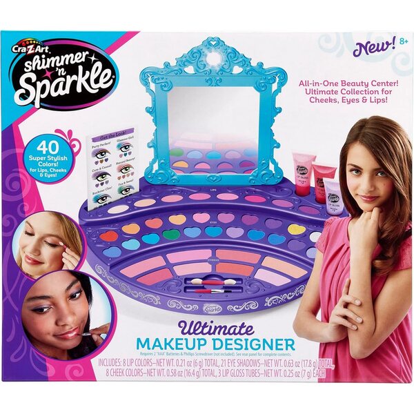 Cra-Z-Art Shimmer'n Sparkle Komplettes Make-up-Set mit 40 Farben und leuchtendem Spiegel