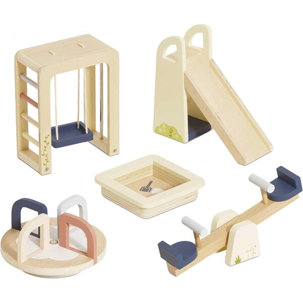 Holz-Außenmöbel-Set für Puppenhaus mit Spielzubehör