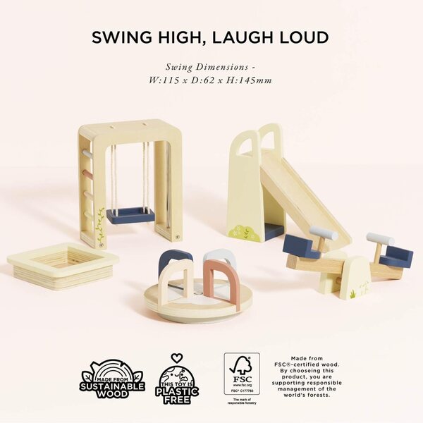 Holz-Außenmöbel-Set für Puppenhaus mit Spielzubehör