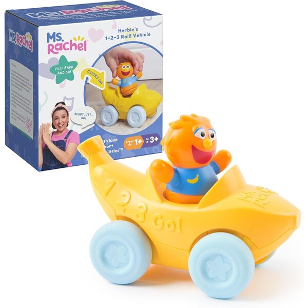 Herbie 1-2-3 Vehículo educativo con figura de clic y acción de retroceso para niños de 1 a 3 años