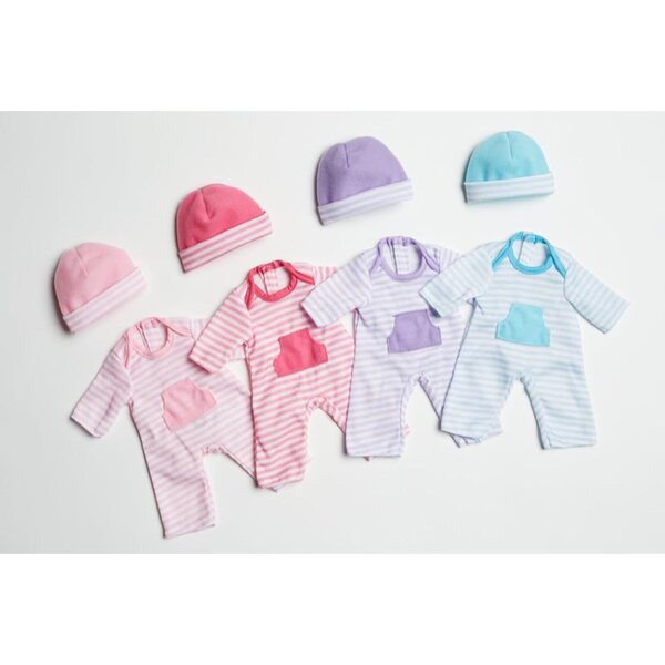 „JC Toys Rompers“ drabužiai 10–12 colių lėlėms su spalvingais dangteliais