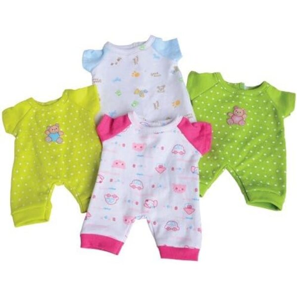 Ensemble de 4 pyjamas lavables à crochets et boucles pour poupées de 10 pouces