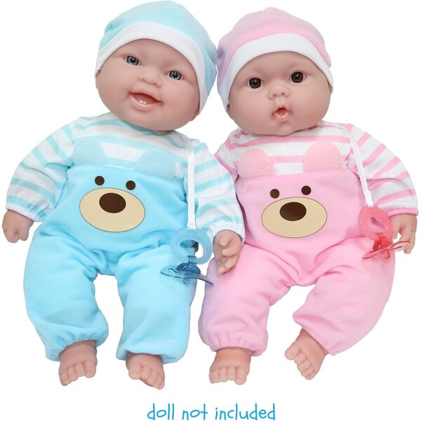 Kleidung für 12–14 Zoll große JC Toys-Puppen: Pink Bear Onesie mit Zubehör im Lieferumfang enthalten