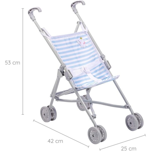 JC Toys opvouwbare kinderwagen voor poppen vanaf 2 jaar oud met metalen frame en veiligheidsgordel