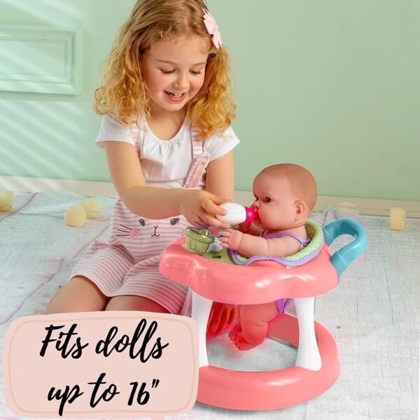 JC Toys Lauflernhilfe für Babypuppen mit Zubehör für Puppen bis 17 Zoll – sicher und langlebig