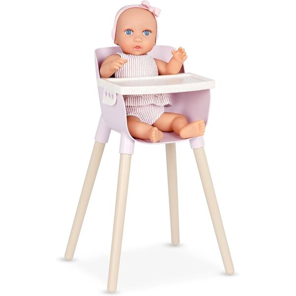 LullaBaby Kinderzimmer-Set mit realistischer 36-cm-Puppe, Kinderwagen und Hochstuhl