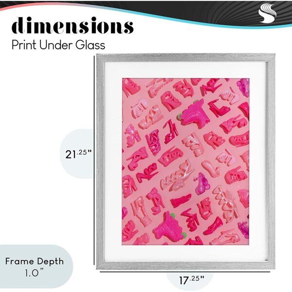 Stupell Industries Gemälde „Tiny Doll Shoes Pink“ mit Glas- und Holzrahmen 43x53 cm