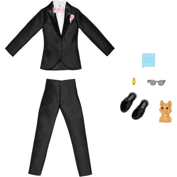 Barbie Ken Fashion Pack Bräutigam-Set mit Smoking, Schuhen, Accessoires und Welpen
