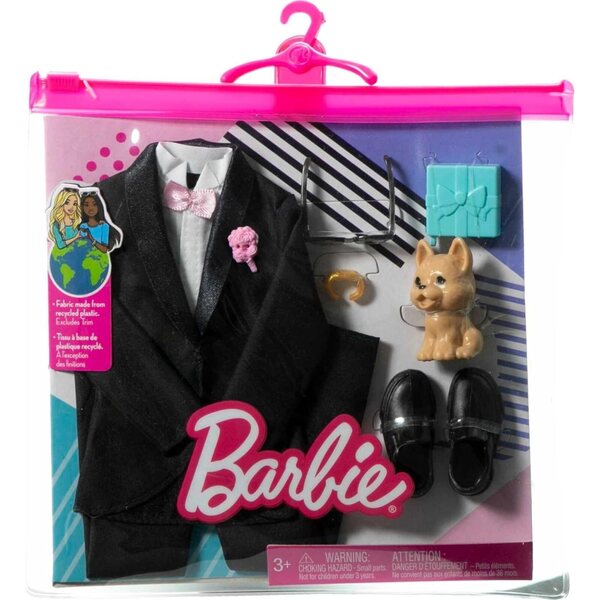 Barbie Ken Fashion Pack Bräutigam-Set mit Smoking, Schuhen, Accessoires und Welpen