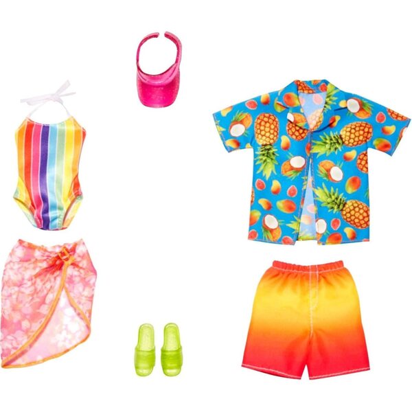 Barbie & Ken Strandkleidungsset: Kostüm, Sarong, Sommeraccessoires