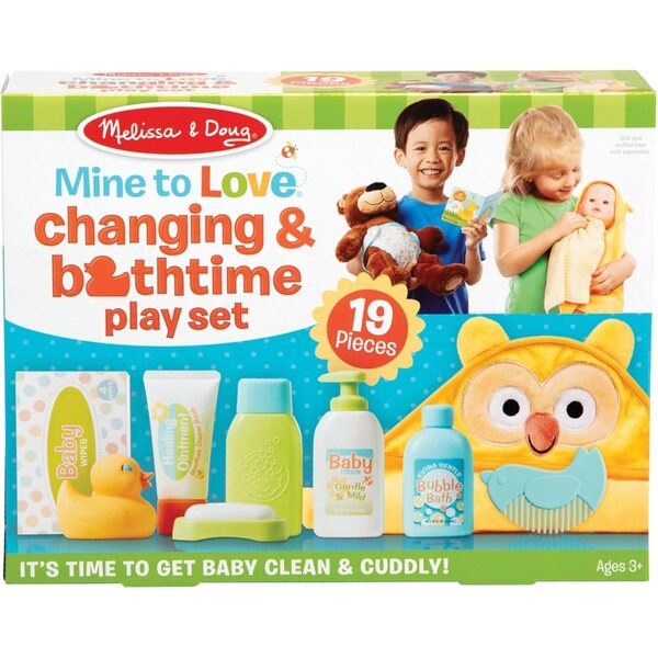 Melissa & Doug Mine to Love Spielset zum Wickeln und Baden von Puppen, 19-teilig