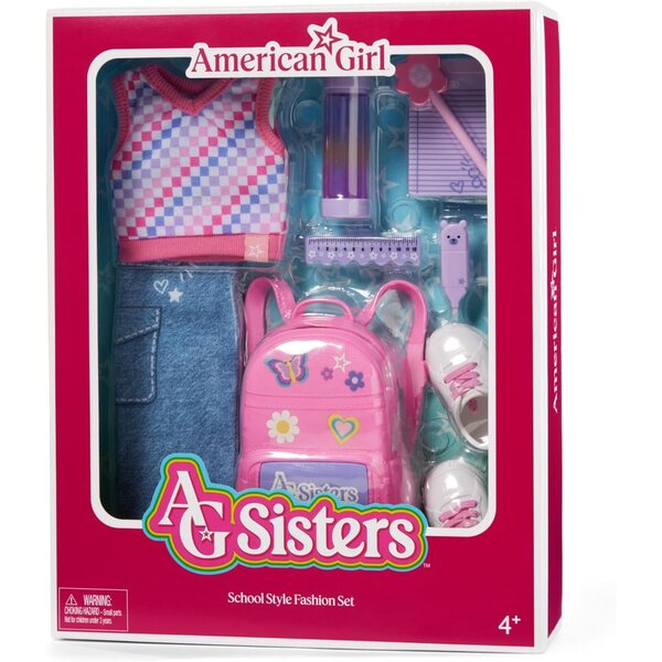 10dílná školní módní sada American Girl AG Sisters pro 14,5palcové panenky