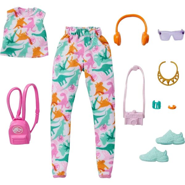 Barbie-Kleidungsset, inspiriert von „Jurassic World“, mit Oberteil, Jogginghose und 8 Accessoires