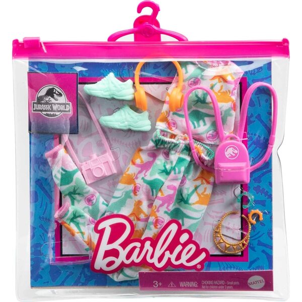 Barbie-Kleidungsset, inspiriert von „Jurassic World“, mit Oberteil, Jogginghose und 8 Accessoires