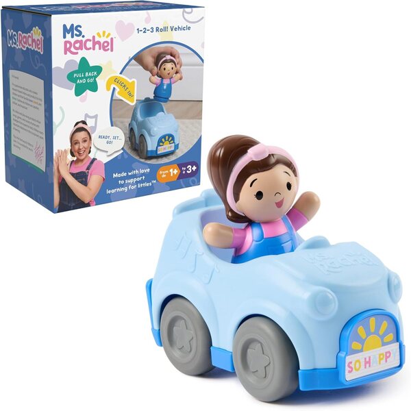 Mme Rachel 1-2-3 Roll ! Véhicule éducatif avec figurine à cliquer et action de retrait 1-3 ans
