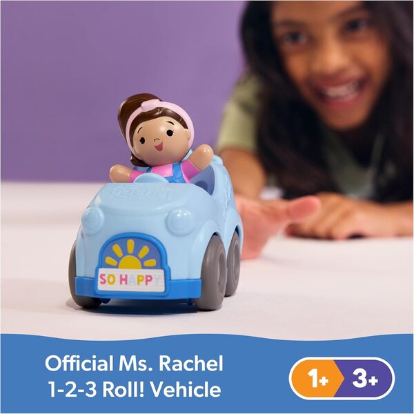 Reičelas kundze 1-2-3 Roll! Izglītojošs transportlīdzeklis ar iespiežamu figūru un atvilkšanas darbību 1–3 gadi