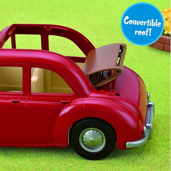 Calico Critters 5 vietīgs ģimenes auto ar ratiņiem un nolaižamu jumtu lellēm