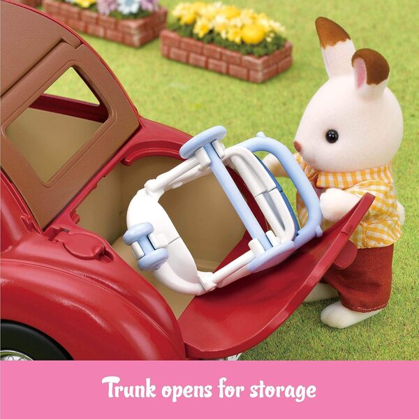 Calico Critters 5 vietīgs ģimenes auto ar ratiņiem un nolaižamu jumtu lellēm