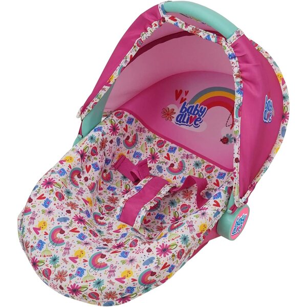 Siège auto pour poupée Baby Alive Deluxe 3 en 1 rose et arc-en-ciel pour enfants de 3 ans et plus