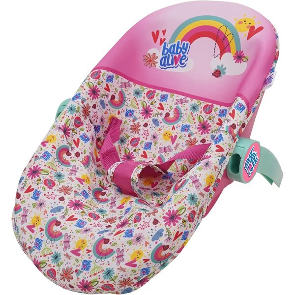 Baby Alive Deluxe trīs vienā lelles autosēdeklītis, rozā un varavīksne bērniem no 3 gadiem