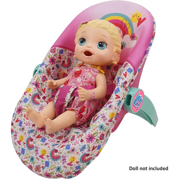 Baby Alive Deluxe trīs vienā lelles autosēdeklītis, rozā un varavīksne bērniem no 3 gadiem