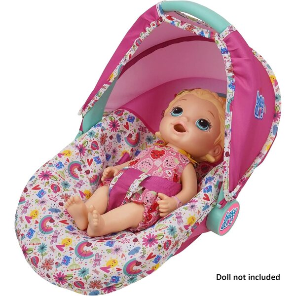Baby Alive Deluxe trīs vienā lelles autosēdeklītis, rozā un varavīksne bērniem no 3 gadiem