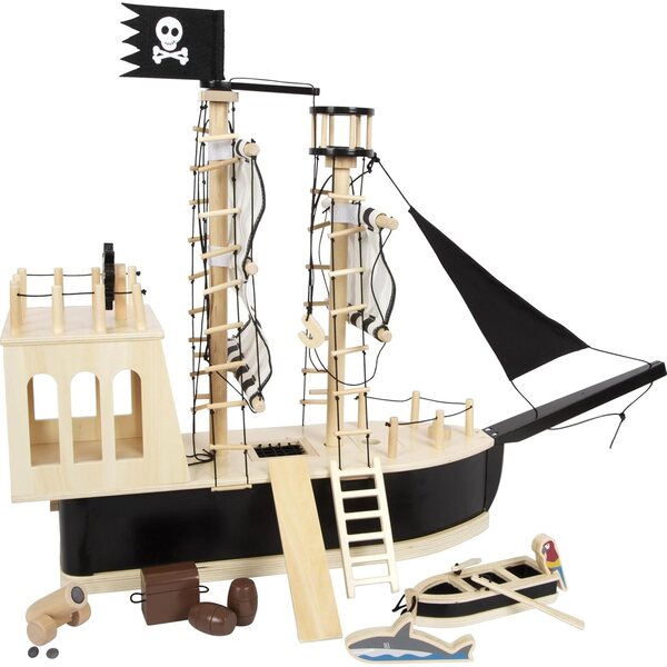 Bateau pirate d'aventure : grand bateau pirate en bois avec accessoires et canon fonctionnel