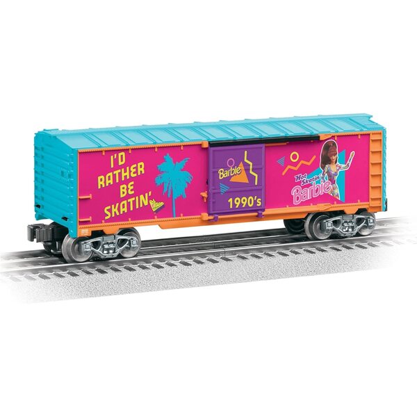 Lionel Mattel Barbie 1990. gadu O Gauge Model Train Boxcar — 65 gadu Bārbijas izdevums