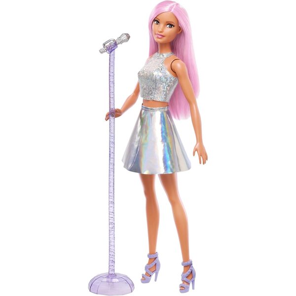 Barbie Pop Star b'Mikrofonu u Falda Irridixxenti, Ġugarell għat-Tfal 3-7 Snin