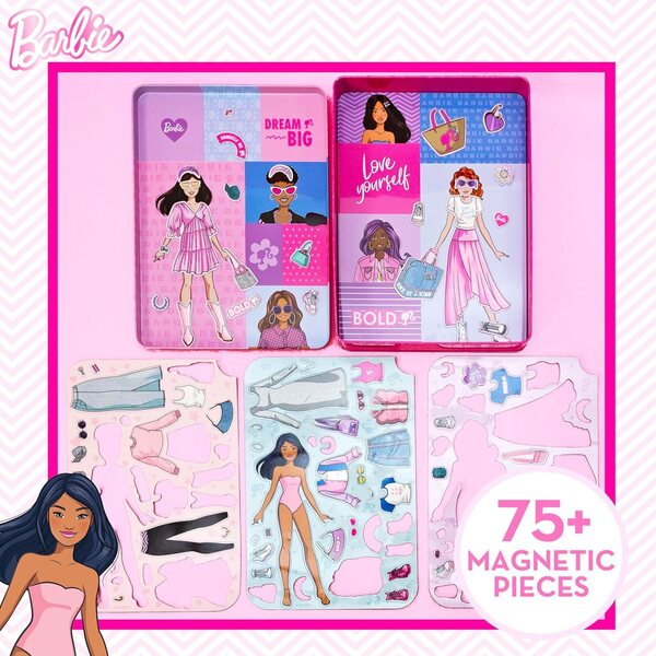 Barbie D.I.Y. Magnetisches Set mit 75 Teilen für Mädchen von 4 bis 8 Jahren