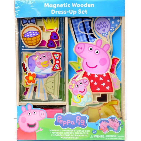 Peppa Pig Wooden Magnetic Clothing Set - Creative and Portable Game