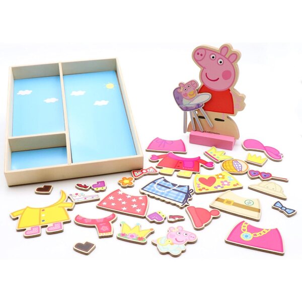 Peppa Pig magnetisches Kleidungsset aus Holz – kreatives und tragbares Spiel