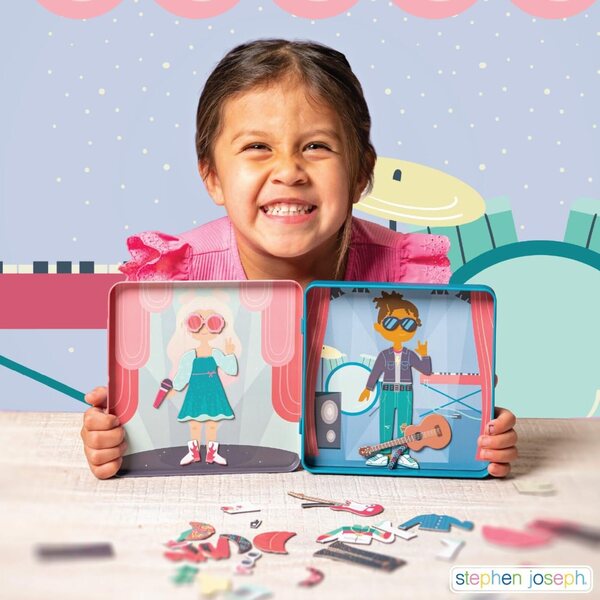 Stephen Joseph Travel Tin Magnetic Dress Up Bunny and Cat with 40 unique pieces for children