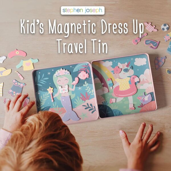 Stephen Joseph Travel Tin Magnetic Dress Up Bunny and Cat with 40 unique pieces for children