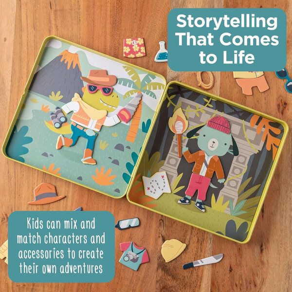 Stephen Joseph Travel Tin Magnetic Dress Up Bunny and Cat with 40 unique pieces for children