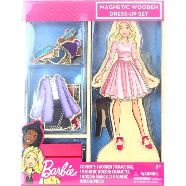 Magnetic Wooden Barbie with 26 Pieces of Clothes and Accessories - Educational Game for Girls 3+
