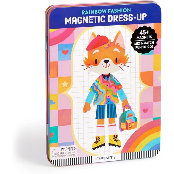 Mudpuppy Rainbow Fashion: Magnéitescht Moudespill mat 40+ Magnete fir Kanner